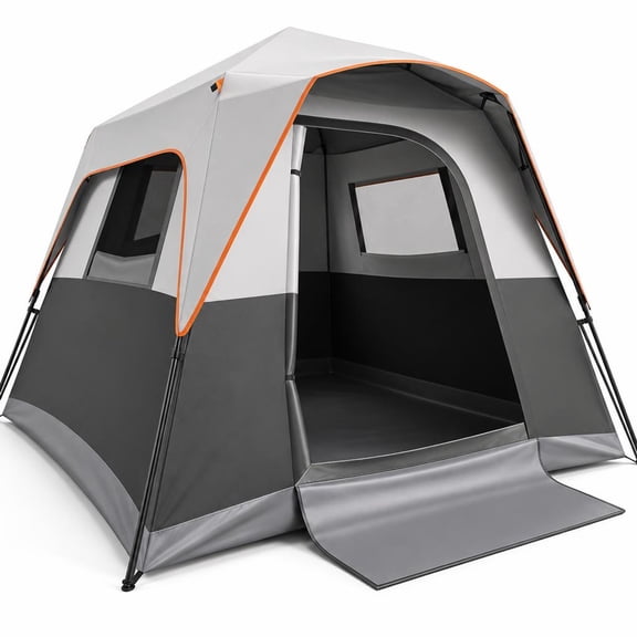 Airfind 6-Person Outdoor Camping Tent Blackout Easy Setup Instant Cabin Tent with Rainfly and Carrying Bag, Fabric Fiberglass Metal Frame, Gray