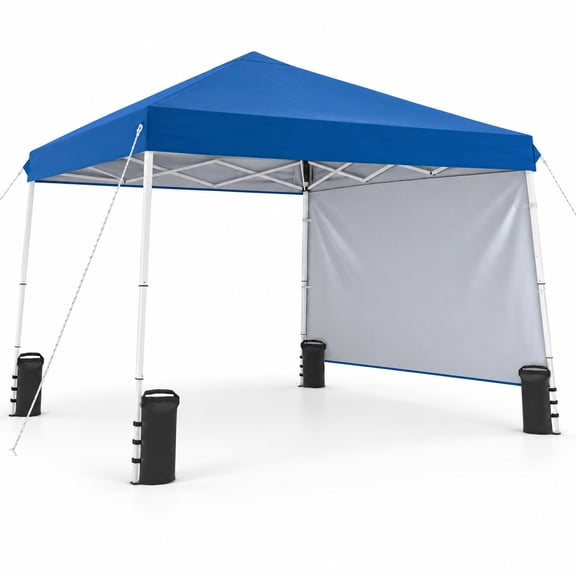 Airfind 9 ft x 9 ft Pop Up Canopy Tent with 8 Ground Stakes 4 Wind Ropes and Carry Bag for Outdoor Party, Metal Oxford Cloth PP Frame, Blue