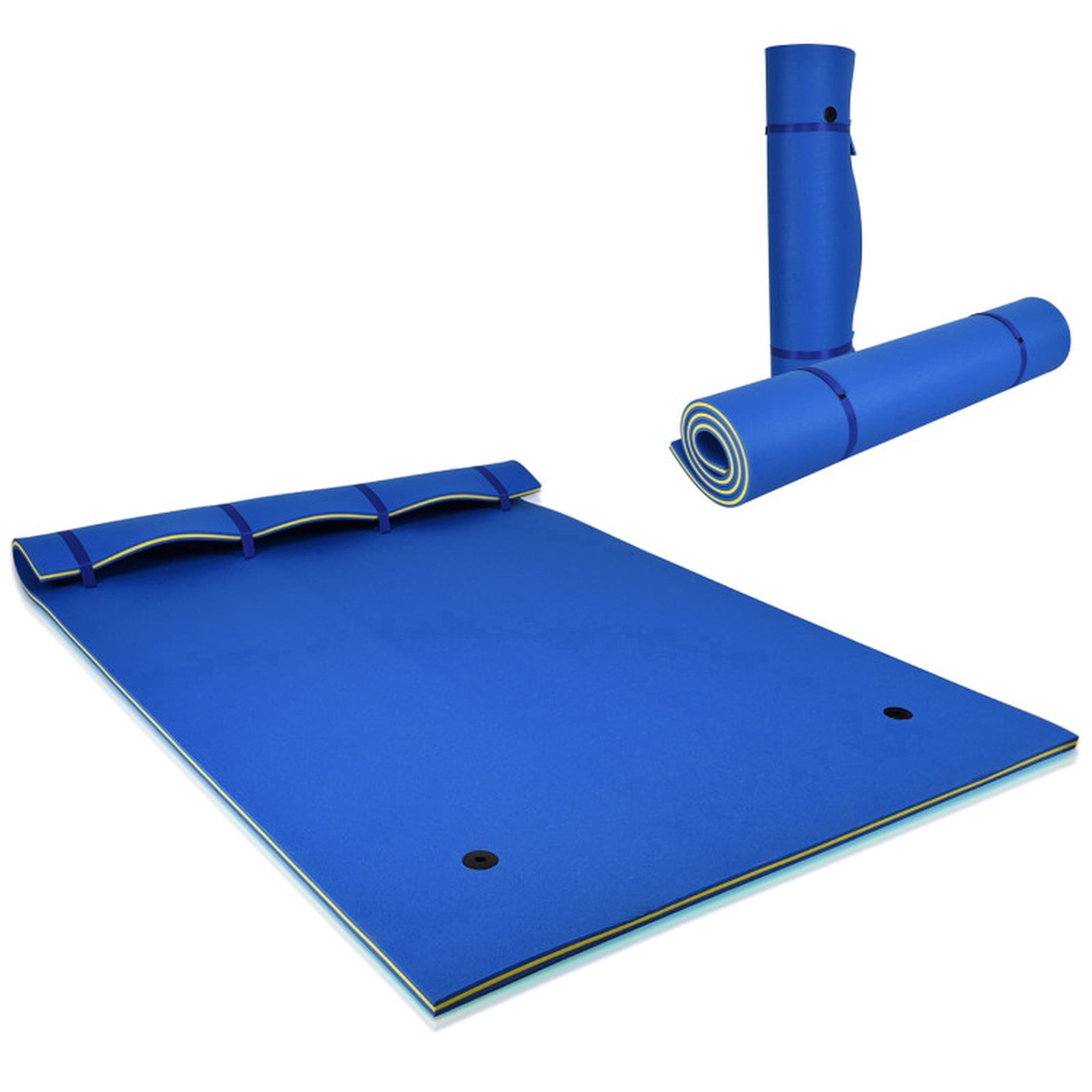 Airfind 9 x 6 Foot Triple-Layer Lake Float Pad for Adults with Roll-Up Storage and Included Pump and Repair Kit for Water Recreation, Blue