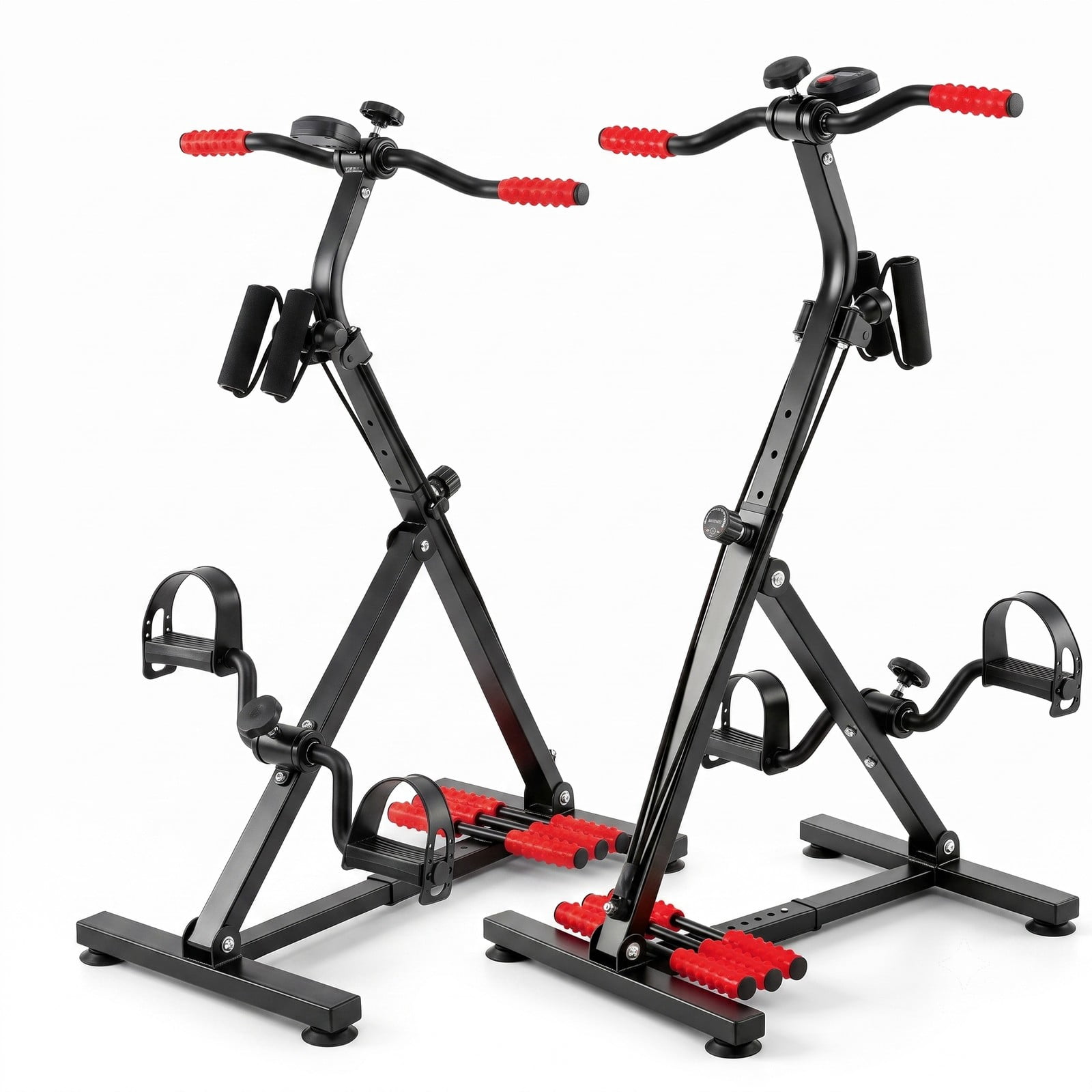 Airfind Adjustable LCD Pedal Exercise Bike, Under Desk Mini Cycle Arm & Leg Pedal Exerciser with Massage Function, Resistance Band, Suction Cups for, Black & Yellow