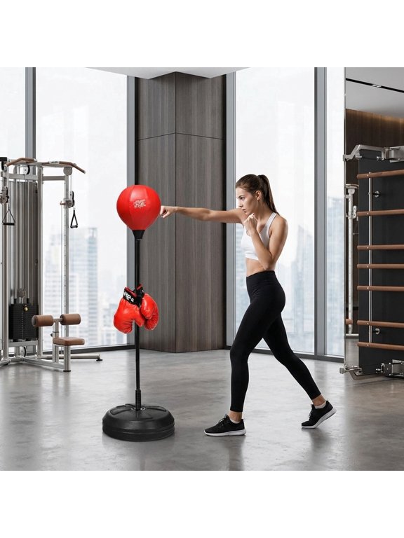 Adjustable Punching Bag with Stand and Gloves