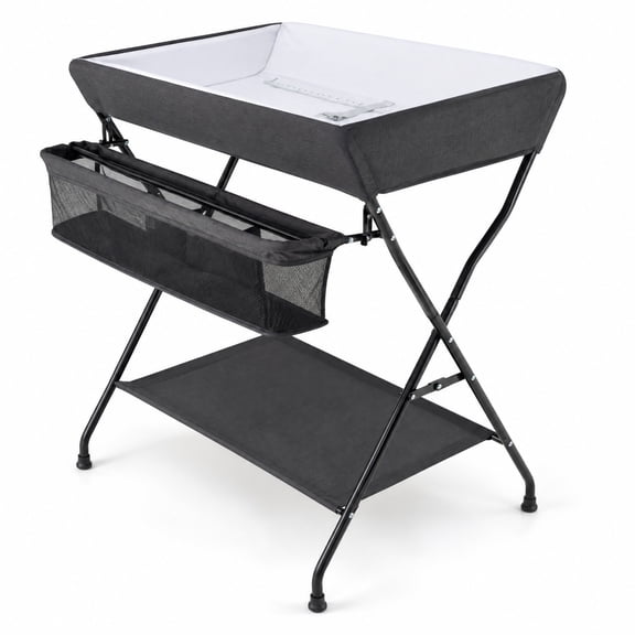 Airfind Baby Storage Folding Diaper Changing Table, Steel waterproof PVC fabric 600D canvas Unfolding Frame, for 0-12 Month, Black