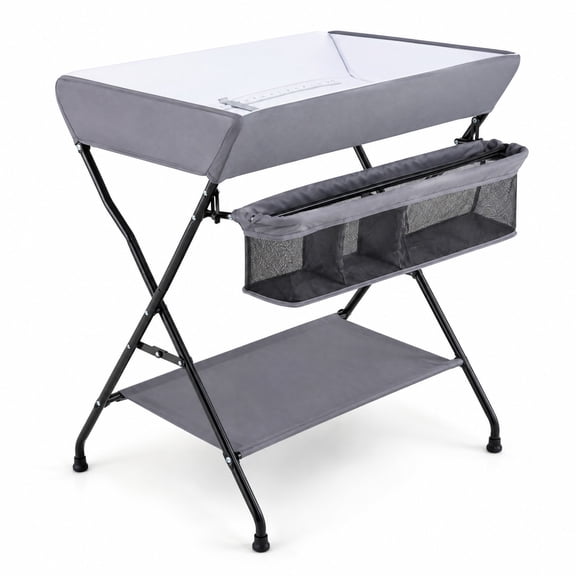 Airfind Baby Storage Folding Diaper Changing Table, Steel waterproof PVC fabric 600D canvas Unfolding Frame, for 0-12 Month, Gray