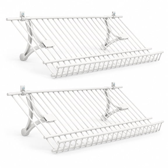 Airfind Closet Shelves Wall Mounted Set of 2 Metal Wire Shoe Racks, 11 lbs Capacity, Metal Frame, 24" x 12" x 1" Footprint, White