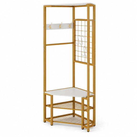 Tree Garment Rack Airfind Corner Hall Tree Freestanding Coat Rack with Storage Shelves ...