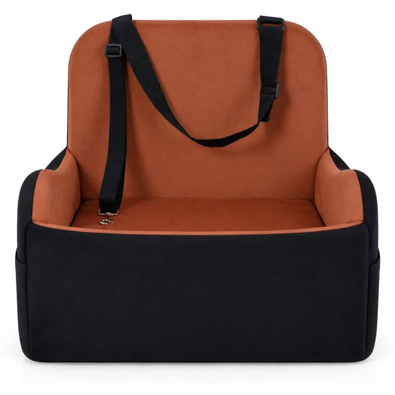 Airfind Detachable Dog Booster Car Seat Fits Front and Back Seat, Polyester Webbing Sponge Ultra-soft Short Plush Frame, 21" x 20" x 18" Footprint