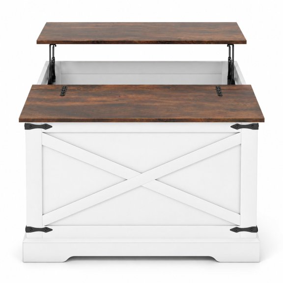 Airfind Farmhouse Lift Top Coffee Table with Hidden Storage Compartment, 132 lbs Tabletop Capacity, Engineered Wood MDF Metal Frame