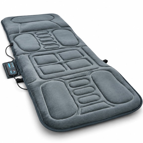 Airfind Foldable Massage Mat with Heat and 10 Vibration Motors, Polyester memory foam Frame, 65" x 25.5" Footprint, Gray
