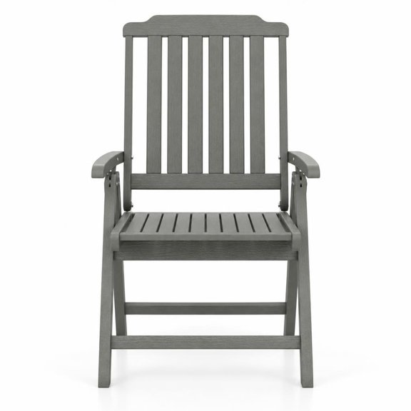 Airfind Foldable Patio Chair All, Weather HDPE Outdoor Dining Chair with Armrest, Gray, The slatted design effectively prevents water accumulation