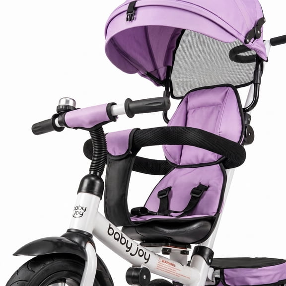 Airfind Folding Tricycle Baby Stroller with Reversible Seat and Adjustable Canopy, 55 lbs Capacity, Metal PP Linen Fabric Rubber Frame, Pink