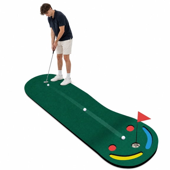 Airfind Golf Putting Green Set for Indoor Outdoor Use, Practice Putting Mat with Training Cup Flag and Ball Ramp for Home Office