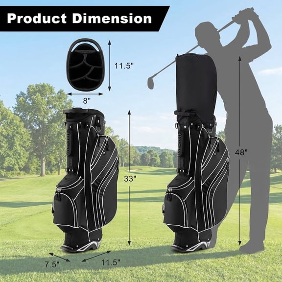 Airfind Golf Stand Bag with 6-Way Divider and 8 Pockets-Black