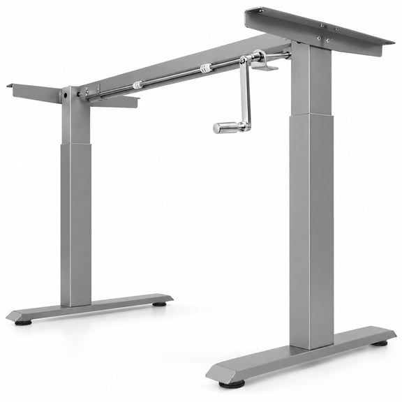 Airfind Hand Crank Sit to Stand Desk Frame Height Adjustable Standing Base, 110 lbs Capacity, Steel Frame, 41" x 23" x 27.6" - 45.3" Footprint, Gray