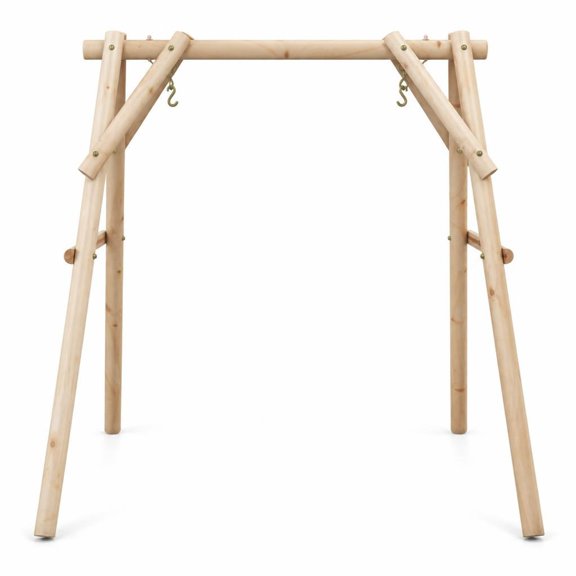 Airfind Heavy Duty Wooden Swing Frame with Reinforced Bars, 770 lbs Capacity, Pine Wood Frame, 67" x 53" x 68" Footprint, Natural