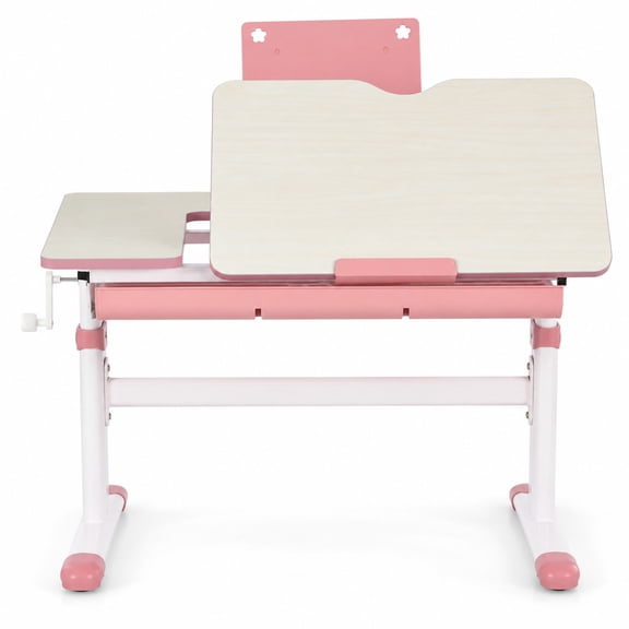 Airfind Height-Adjustable Kids Desk with Tilt Desktop and Book Stand, MDF Metal PP Frame, 32" x 20.5" x 20"-28.8" Footprint, Pink
