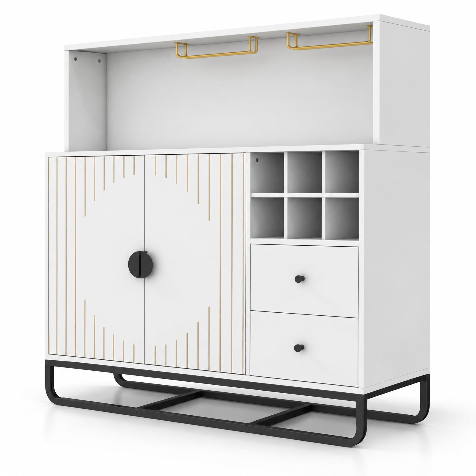 Airfind Home Bar Cabinet with Wine Rack Glass Holder and Adjustable ...