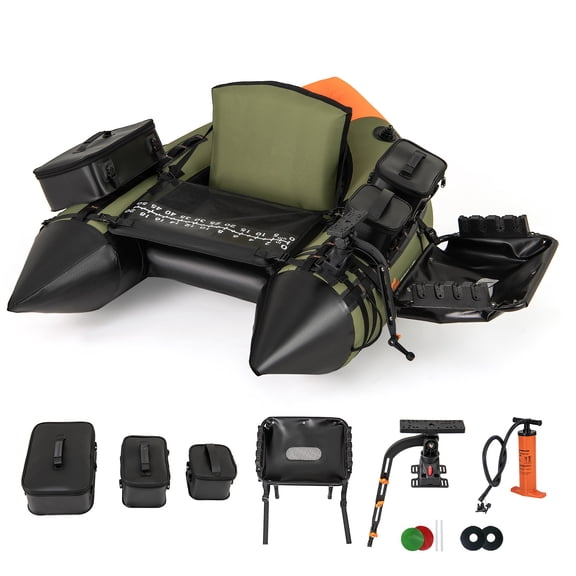 Airfind Inflatable Fishing Boat with 3 Storage Boxes-Green