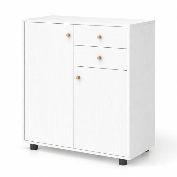Airfind Kitchen Sideboard Buffet Cabinet Coffee Bar Cabinet with 2 Drawers 2 Doors and 3 Adjustable Shelves, 45 lbs Capacity, Engineered Wood Frame