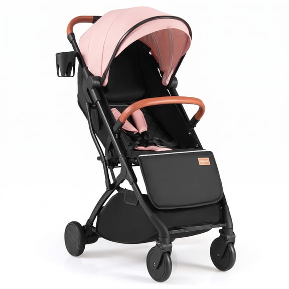 Airfind Lightweight Baby Stroller Compact Travel Stroller with One-Hand Folding, 33 lbs Capacity, Aluminum Frame, for 0-3 years old, Pink