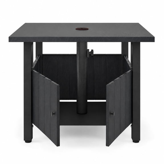 Airfind Outdoor Side Table with 1.89" Umbrella Hole Patio Umbrella Table Base Stand, 180 lbs Capacity, Zinc-iron Alloy Frame, Black