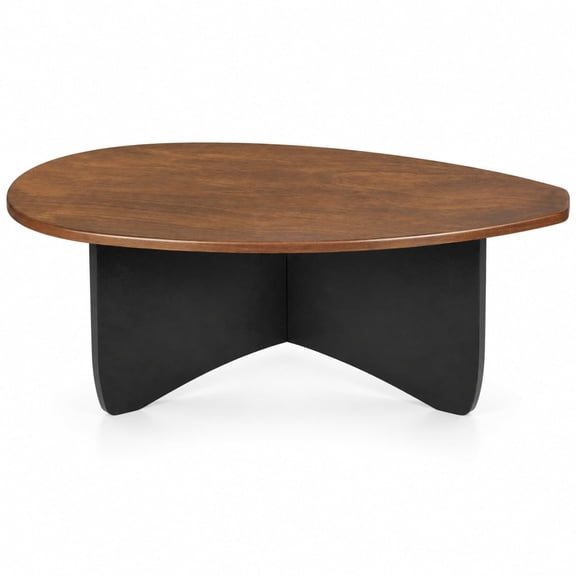 Airfind Oval Coffee Table Mid Century Modern Accent Table Low Profile Wooden Center Table, 35.5" x 21.5" x 15"Weight Footprint, Walnut