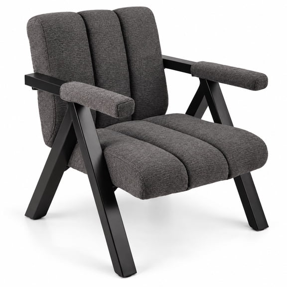 Airfind Oversized Accent Chair with Metal Frame and Armrests, 330 lbs Capacity, Metal Sponge Fabric MDF Frame, Gray
