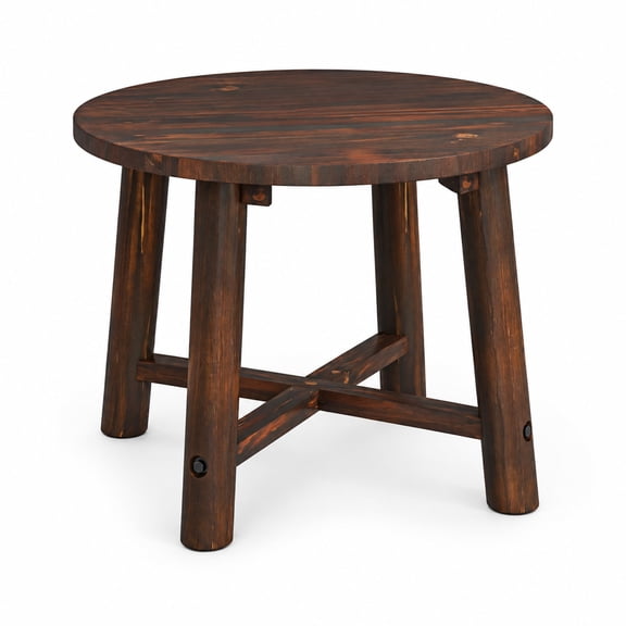 Airfind Patio End Table with Solid Wood Structure for Garden Deck Poolside and Indoors, 275 lbs Capacity, Fir Wood Pine Wood Frame, Brown
