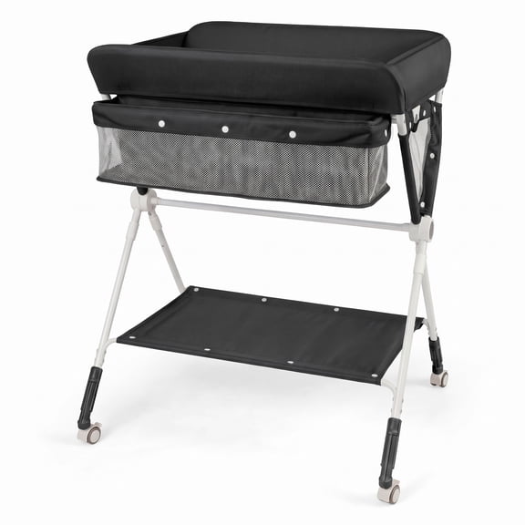 Airfind Portable Baby Changing Table with 3-Level Adjustable Height, 24 lbs Capacity, Metal Oxford Fabric PP Unfolding Frame, for 0-12 Months Old