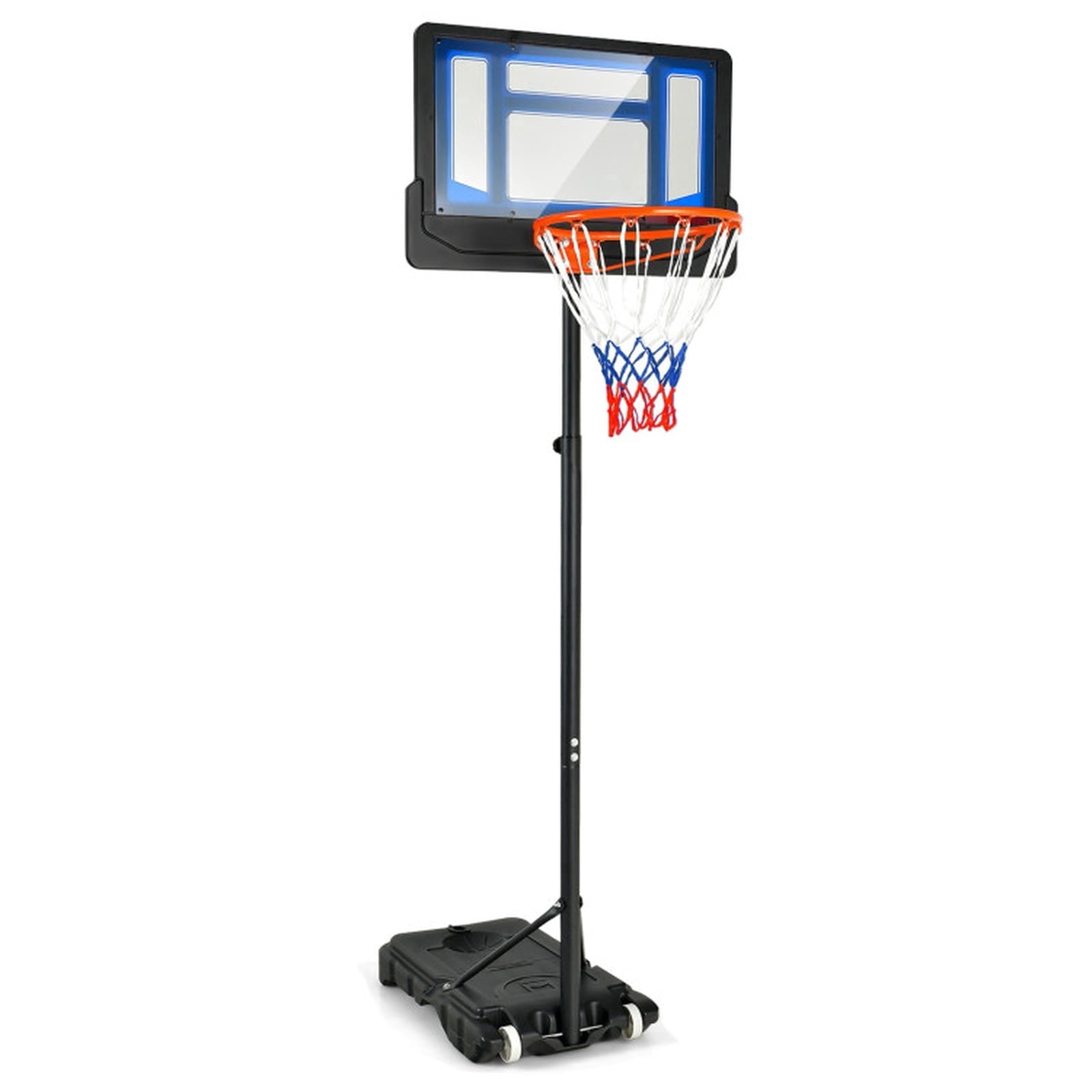Airfind Portable Basketball Hoop with Adjustable Height 4.3 to 8.2 ft Range and Fillable Stabilizing Base and Wheels for Outdoor Driveway Play, Blue