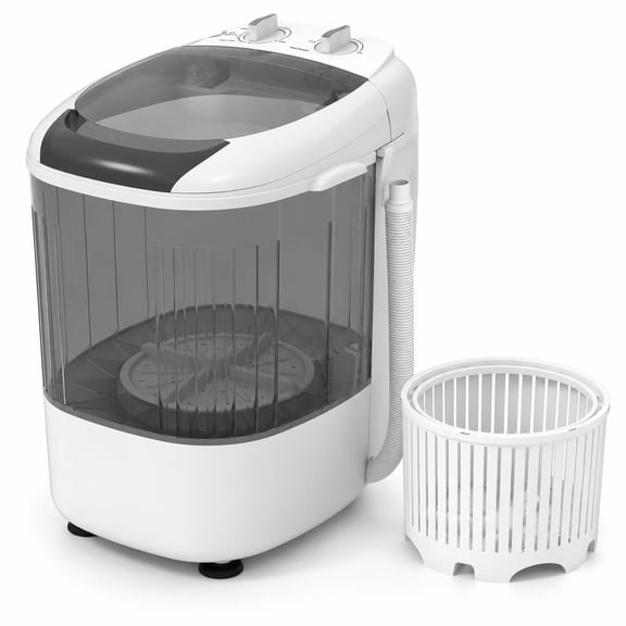 Airfind Portable Mini Semi-automatic Washing Machine with Spin Tub and Drain Hose 2.5 kg Capacity, PP Frame, 14" x 15" x 20" Footprint, Gray