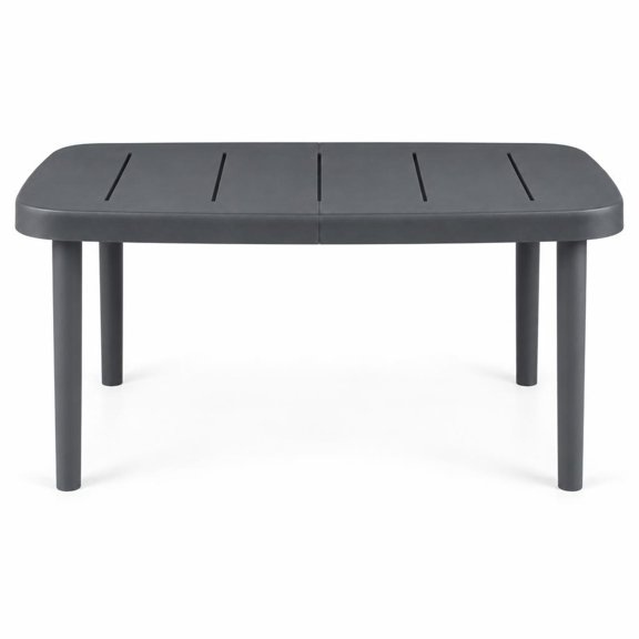 Airfind Rectangular Patio Storage Side Table with Aluminum Alloy Rods for Poolside, 110 lbs Capacity, ABS PP Aluminum Alloy Frame, Gray