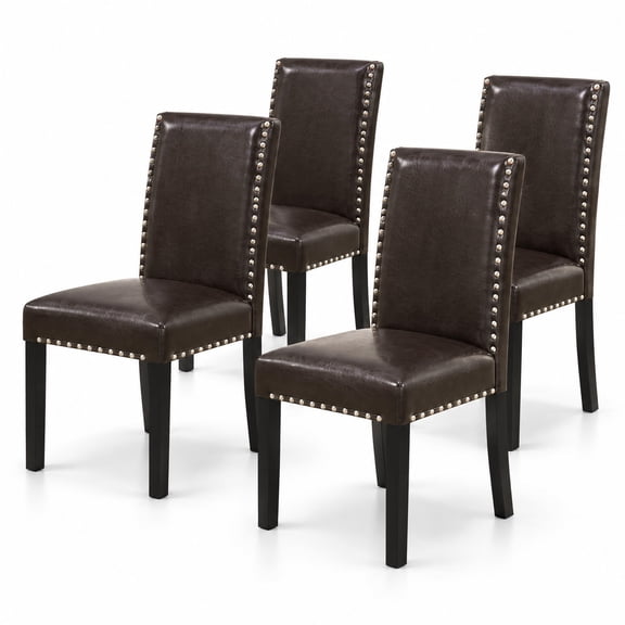 Airfind Set of 2/4 Dining Chairs Faux Leather Upholstered Parsons Kitchen Chairs-Set of 4, Chair 400 lbs Capacity, 17" x 21.5" x 35" Footprint