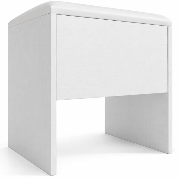 Airfind Vanity Stool Flip Top Storage Stool with Soft Padded Seat, 220 lbs Capacity, Oxford Fabric Frame, White