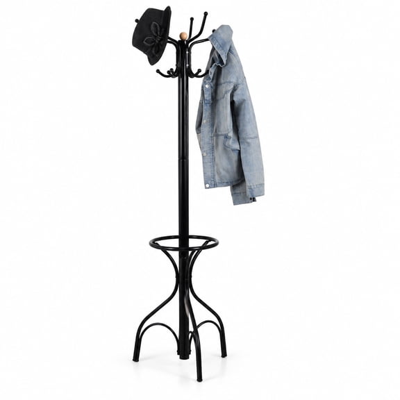 Airfind Vintage Metal Coat Hat Tree Stand Clothes Hanger, Steel Assembled height: Approx 74.4 inch Frame, Black