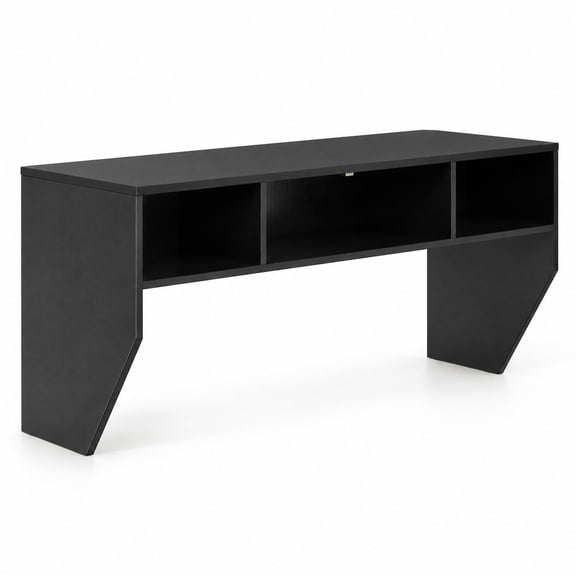 Airfind Wall-Mounted Computer Desk Floating Laptop Desk with 3 Storage Compartments, 45 lbs Capacity, MDF Engineered Wood Frame, Black
