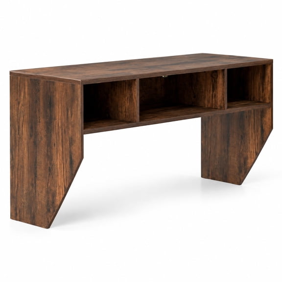Airfind Wall-Mounted Computer Desk Floating Laptop Desk with 3 Storage Compartments, 45 lbs Capacity, MDF Engineered Wood Frame, Brown
