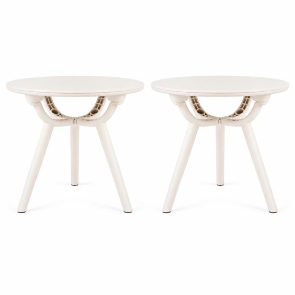 Airfind Weather-Resistant Circular Small End Table for Poolside and Balcony-set of 2, 110 lbs Capacity, ABS PP Frame, 20" x 17.5" Footprint, White