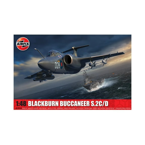 Level 4 Model Kit Blackburn Buccaneer S.2C/D Attack Aircraft with 4 Scheme Options 1/48 Scale Plastic Model Kit by Airfix