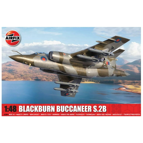 Level 4 Model Kit Blackburn Buccaneer S.2B Aircraft with 3 Scheme Options 1/48 Plastic Model Kit by Airfix