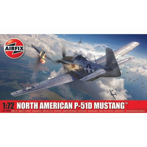 Airfix Model Airplane Kit Gift Set - A01004B North American P-51D Mustang, Plastic Plane Model Kits for Adults & Kids 14+, Skill Level 1, 1:72 Scale WW2 Military Aircraft Models for Beginners