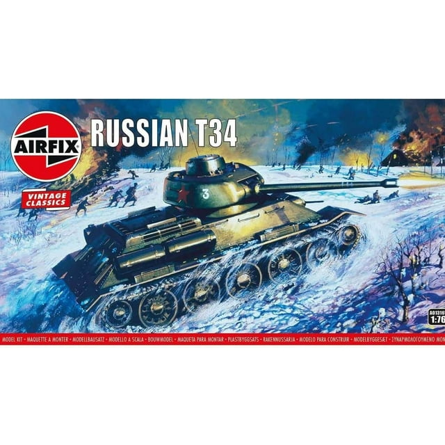 Airfix Model Tank A01316V Russian T34, Plastic Model Kits for Adults
