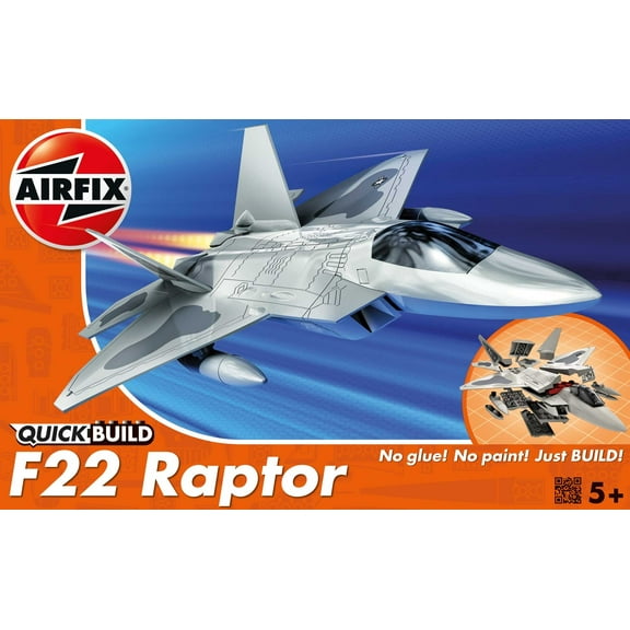 Airfix Quickbuild Lockheed Martin F22 Raptor Jet Brick Building Plastic Model Kit J6005