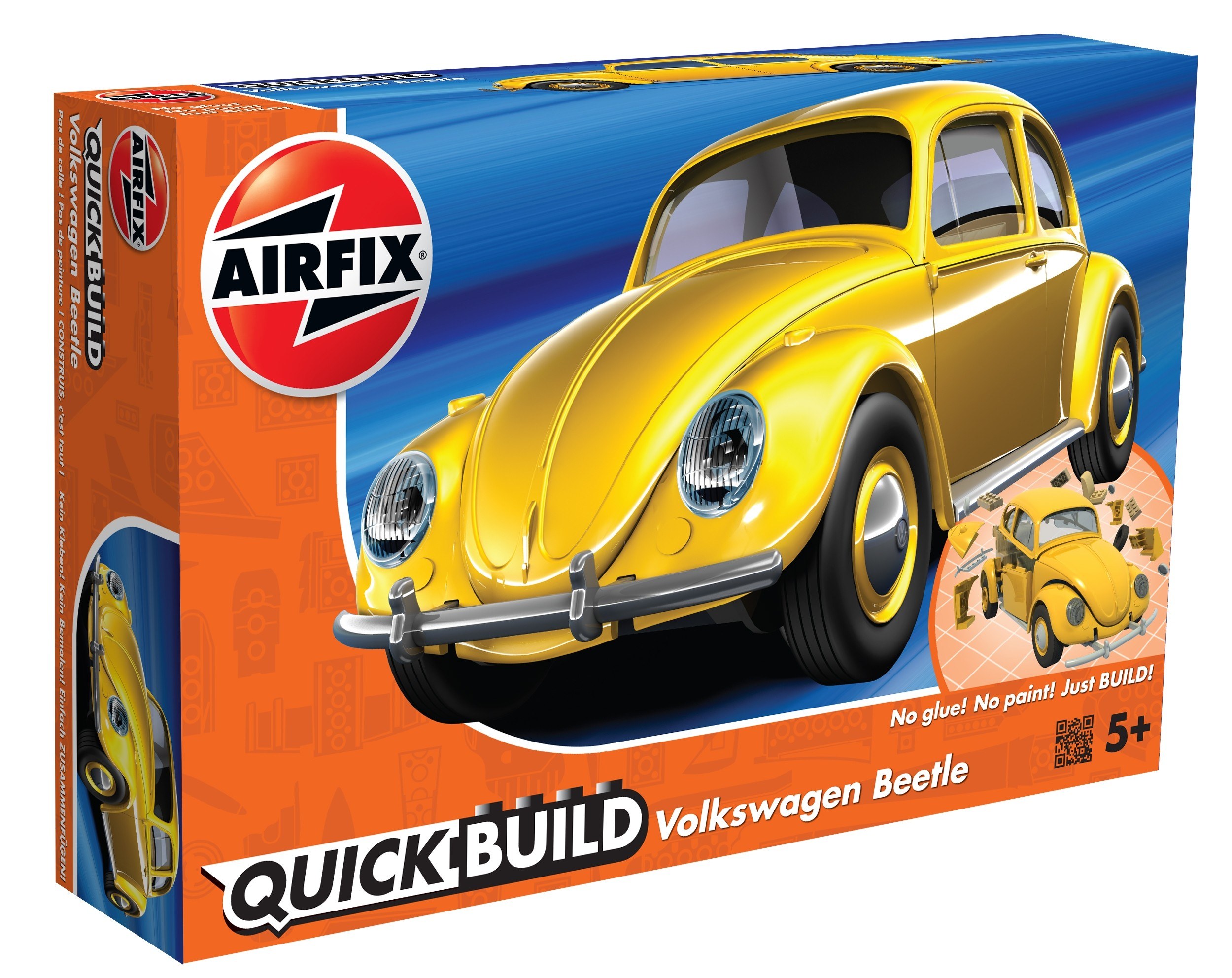 Airfix Quickbuild Volkswagen Beetle Yellow Brick Building Plastic Model Kit  J6023
