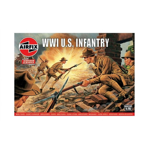 Airfix Vintage Classics WWI US Infantry Figures 1:76 Military Soldiers Plastic Model Kit A00729V