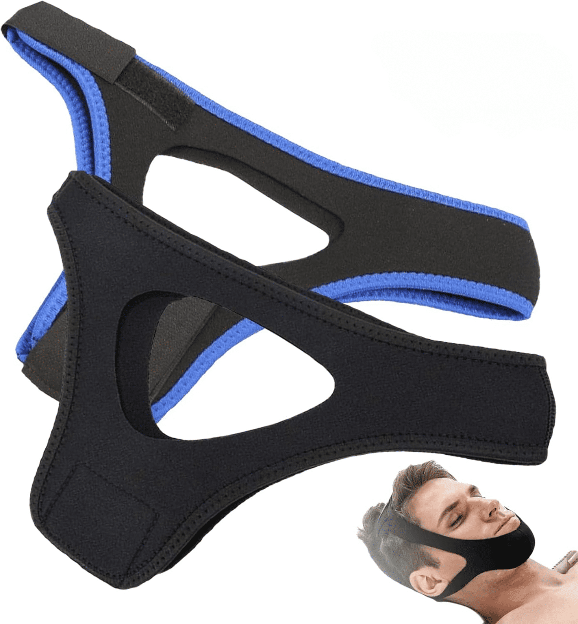 Airflow Jaw Strap, Breathable Stop Snoring Chin Solution for Users to Keep Mouth Closed (Black