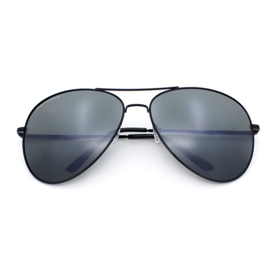 SA106 Airforce Mens Oversize Classic Officer Metal Rim Aviator Sunglasses / Black Frame - Green Lens