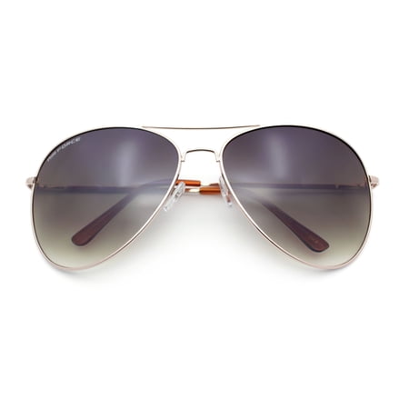SA106 Airforce Mens Oversize Classic Officer Metal Rim Aviator Sunglasses / Gold Frame - Brown Lens
