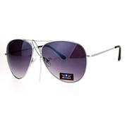Airforce Mens Oversize Classic Officer Metal Rim Aviator Sunglasses Silver Smoke