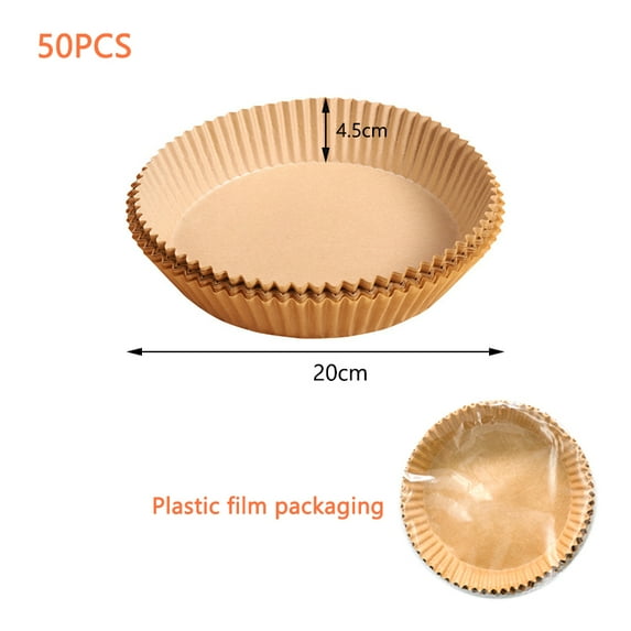 Airfryer Baking Paper Parchment Square Round Air Fryer Baking Disposable Paper Liner Non-Stick Food Grade Kitchen Accessories (50Pcs OPP 20CM)