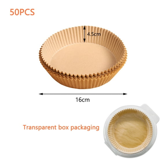 Airfryer Baking Paper Parchment Square Round Air Fryer Baking Disposable Paper Liner Non-Stick Food Grade Kitchen Accessories (50Pcs Plastic 16CM)